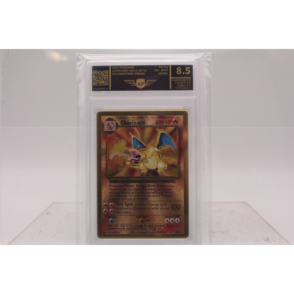 Carte Pokémon Dracaufeu Gold Metal Gradée 8.5 – Celebrations 2021 | Cash Orange